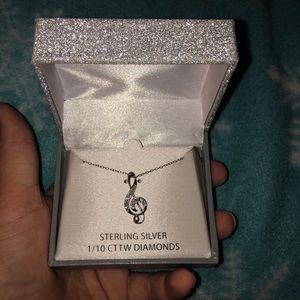 Music note sterling silver necklace